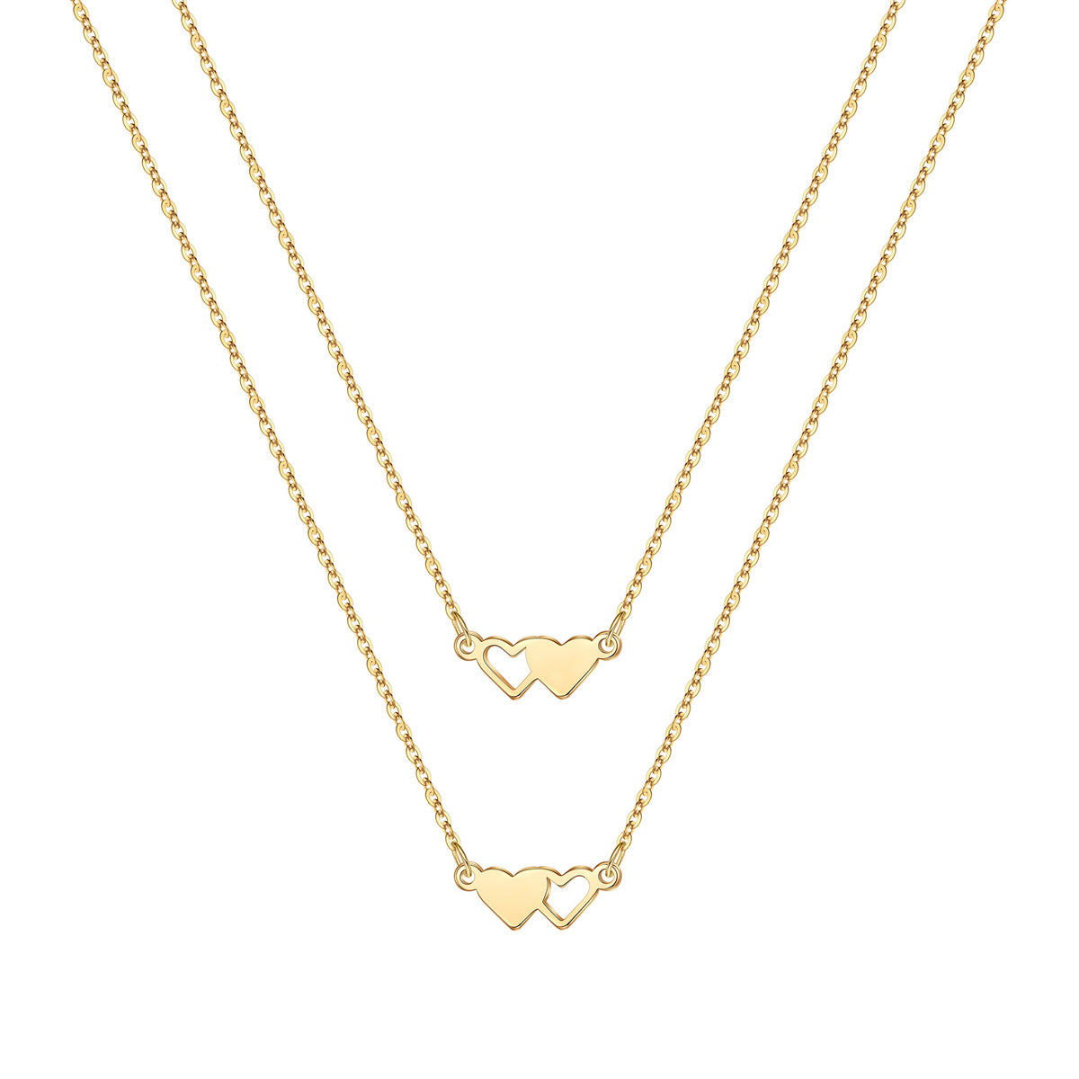 Hip-hop Cool Style Cross Heart Shape Lock Copper 14k Gold Plated Three Layer Necklace In Bulk