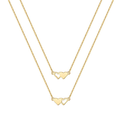 Hip-hop Cool Style Cross Heart Shape Lock Copper 14k Gold Plated Three Layer Necklace In Bulk