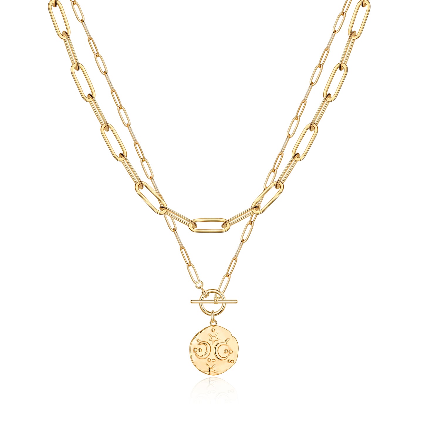 Hip-hop Cool Style Cross Heart Shape Lock Copper 14k Gold Plated Three Layer Necklace In Bulk