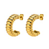 1 Pair Simple Style Commute Spiral Stripe Plating Stainless Steel 18k Gold Plated Earrings