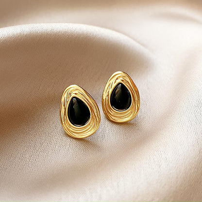 1 Pair Elegant Simple Style Geometric Plating Tiger Eye Drop Earrings Ear Studs