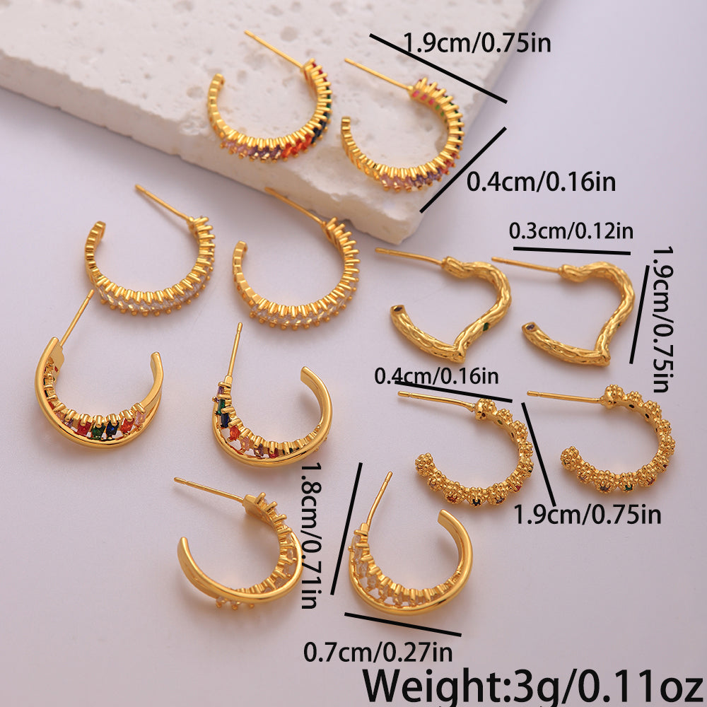 1 Pair Ig Style Classic Style Shiny Geometric Plating Inlay Copper Zircon 18k Gold Plated Ear Studs