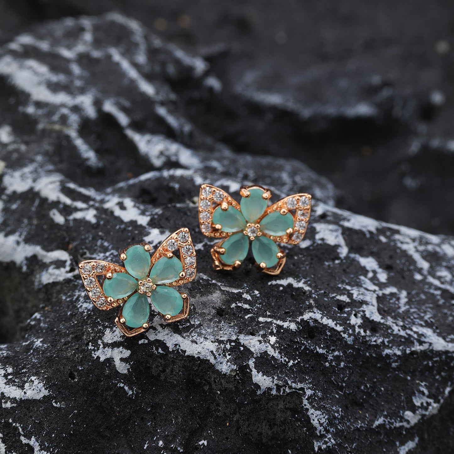 1 Set Vintage Style Butterfly Plating Inlay Copper Zircon 24k Gold Plated Rose Gold Plated Ear Studs