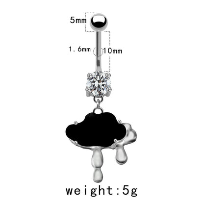 Casual Streetwear Moon Heart Shape Bow Knot Stainless Steel Glass Copper Plating Inlay Zircon White Gold Plated Belly Ring