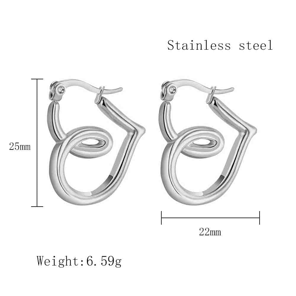 1 Pair Simple Style Commute Heart Shape Plating Titanium Steel Earrings