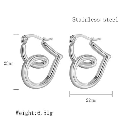 1 Pair Simple Style Commute Heart Shape Plating Titanium Steel Earrings