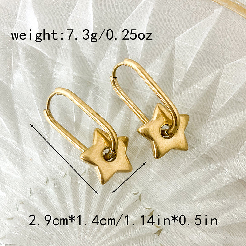 1 Pair Elegant Classical Vintage Style Star Heart Shape Plating Stainless Steel Gold Plated Drop Earrings