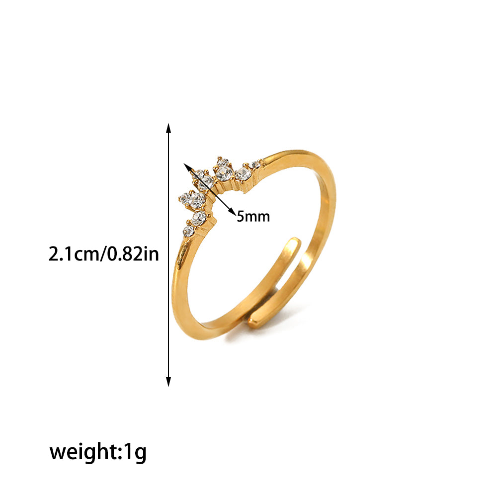 Retro Circle Stainless Steel Polishing Plating Zircon 18k Gold Plated Rings