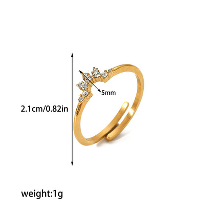 Retro Circle Stainless Steel Polishing Plating Zircon 18k Gold Plated Rings