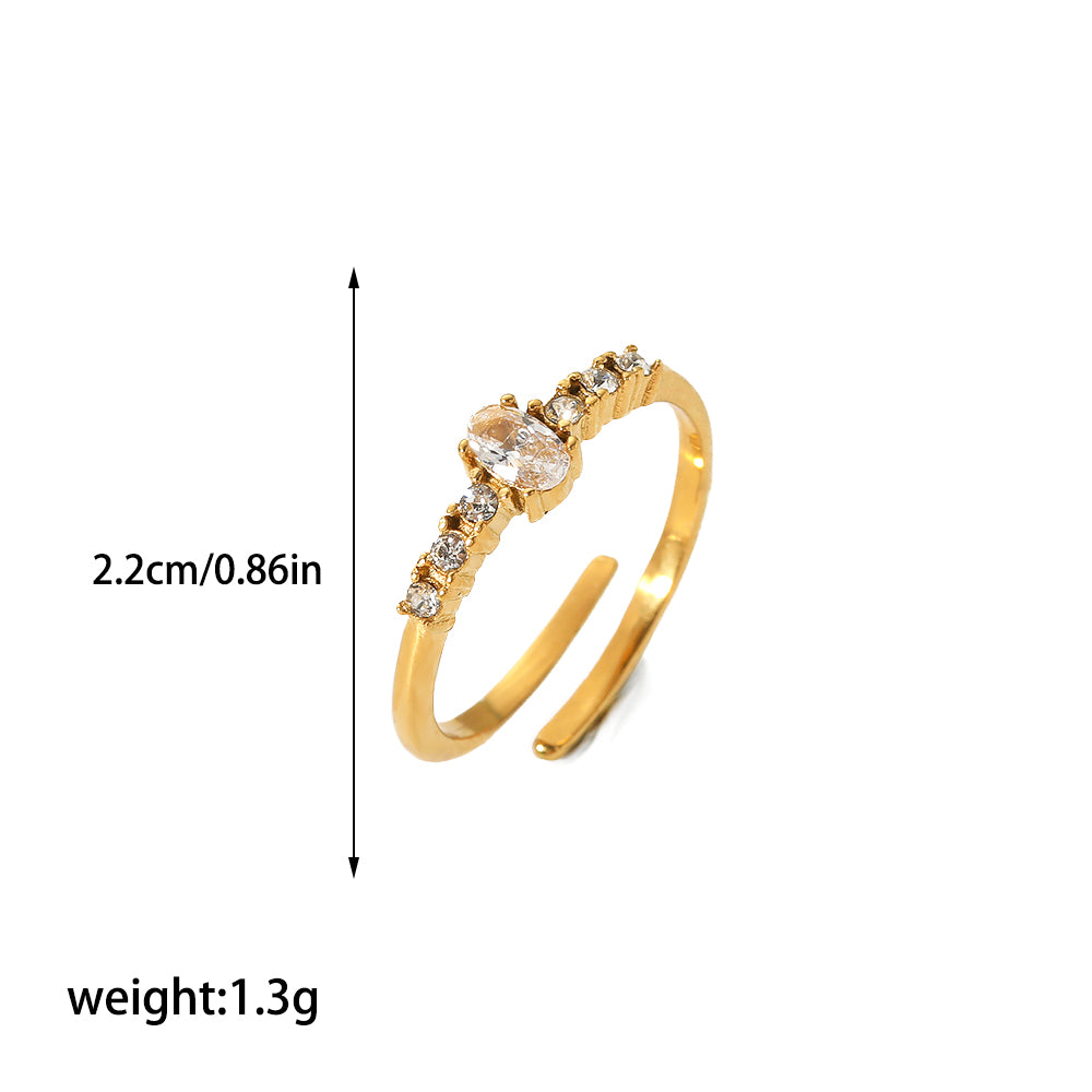 Retro Circle Stainless Steel Polishing Plating Zircon 18k Gold Plated Rings