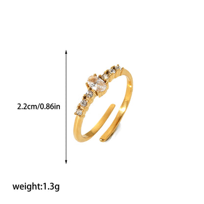 Retro Circle Stainless Steel Polishing Plating Zircon 18k Gold Plated Rings