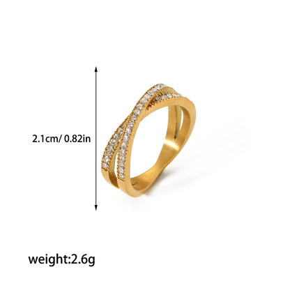 Retro Circle Stainless Steel Polishing Plating Zircon 18k Gold Plated Rings