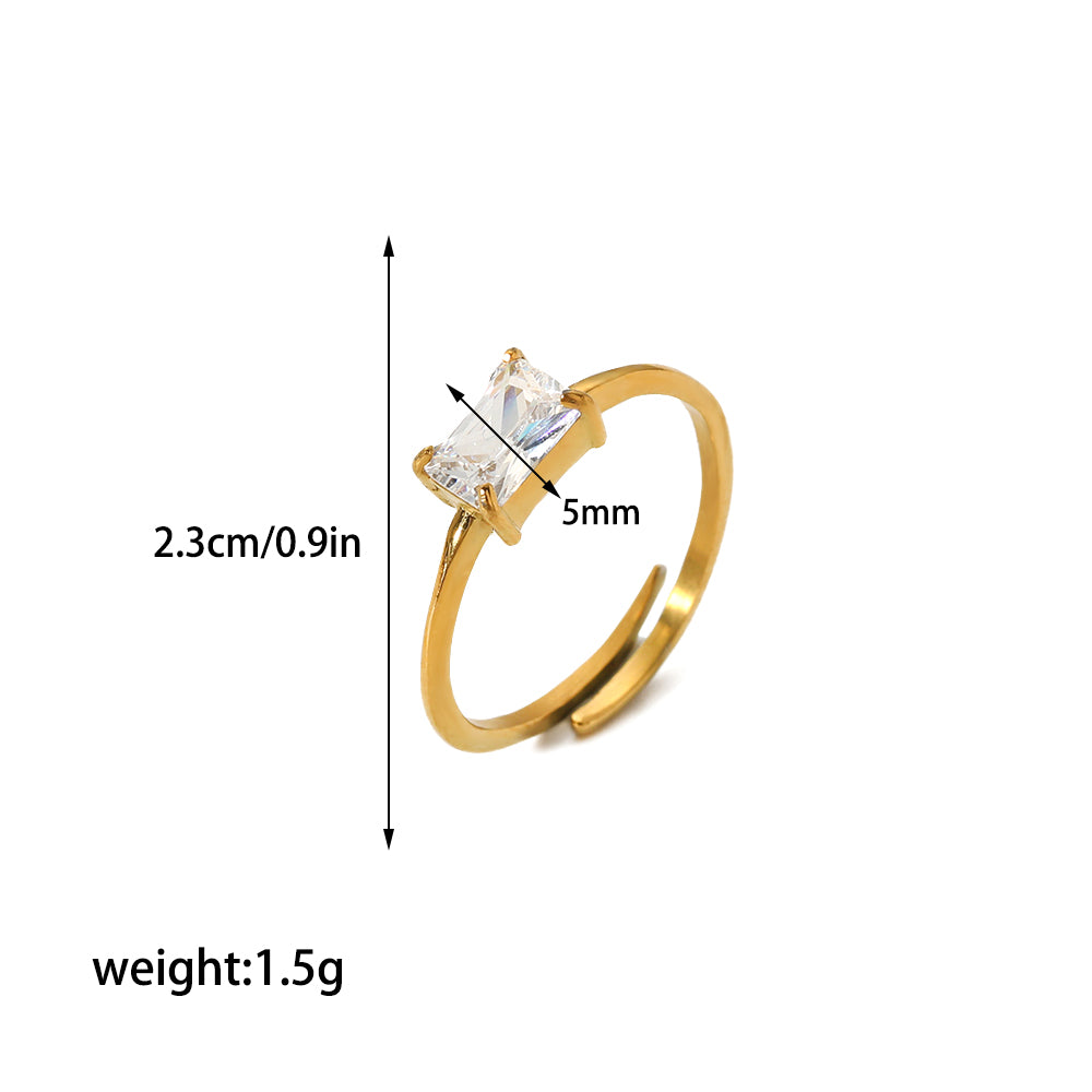 Retro Circle Stainless Steel Polishing Plating Zircon 18k Gold Plated Rings