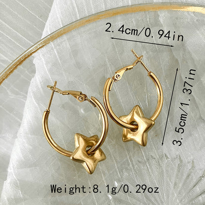 1 Pair Elegant Classical Vintage Style Star Heart Shape Plating Stainless Steel Gold Plated Drop Earrings