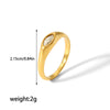 Casual Korean Style Round Stainless Steel Plating Inlay Zircon 18k Gold Plated Rings