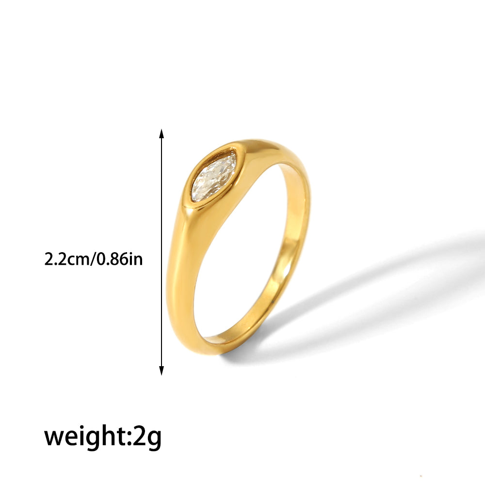 Casual Korean Style Round Stainless Steel Plating Inlay Zircon 18k Gold Plated Rings