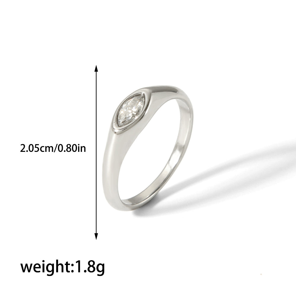 Casual Korean Style Round Stainless Steel Plating Inlay Zircon 18k Gold Plated Rings