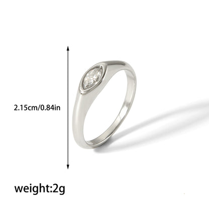 Casual Korean Style Round Stainless Steel Plating Inlay Zircon 18k Gold Plated Rings