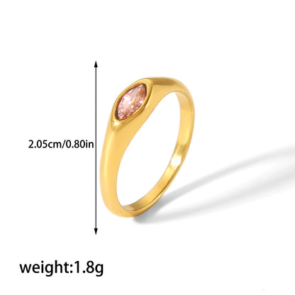 Casual Korean Style Round Stainless Steel Plating Inlay Zircon 18k Gold Plated Rings