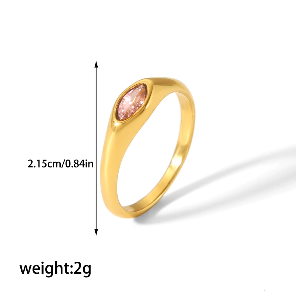 Casual Korean Style Round Stainless Steel Plating Inlay Zircon 18k Gold Plated Rings