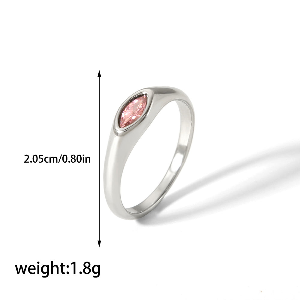 Casual Korean Style Round Stainless Steel Plating Inlay Zircon 18k Gold Plated Rings