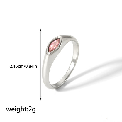 Casual Korean Style Round Stainless Steel Plating Inlay Zircon 18k Gold Plated Rings