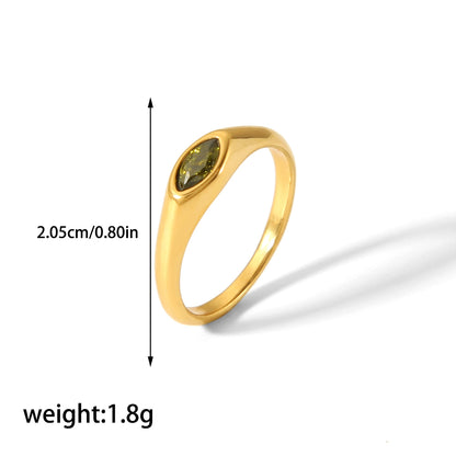 Casual Korean Style Round Stainless Steel Plating Inlay Zircon 18k Gold Plated Rings