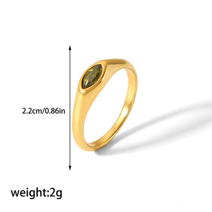 Casual Korean Style Round Stainless Steel Plating Inlay Zircon 18k Gold Plated Rings