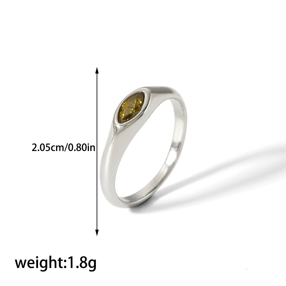 Casual Korean Style Round Stainless Steel Plating Inlay Zircon 18k Gold Plated Rings