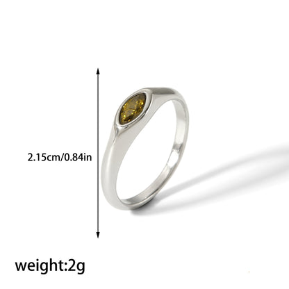 Casual Korean Style Round Stainless Steel Plating Inlay Zircon 18k Gold Plated Rings