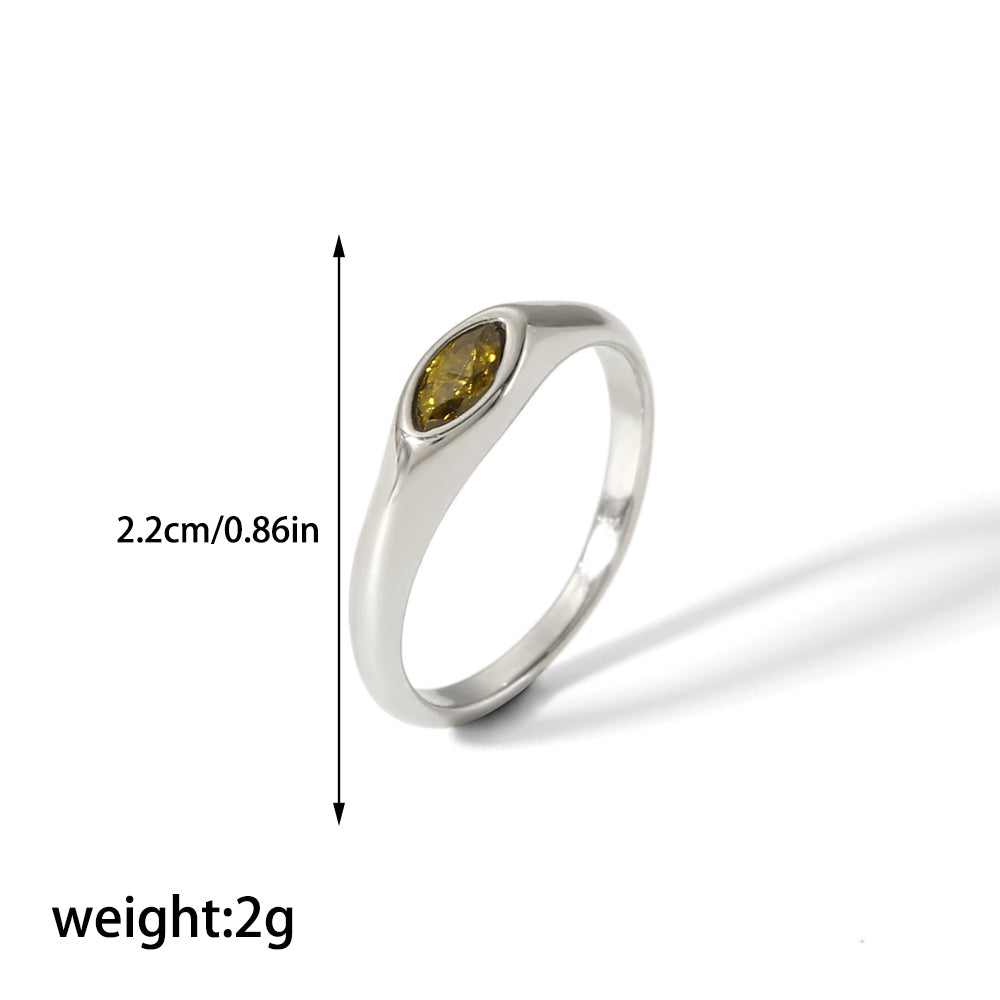 Casual Korean Style Round Stainless Steel Plating Inlay Zircon 18k Gold Plated Rings