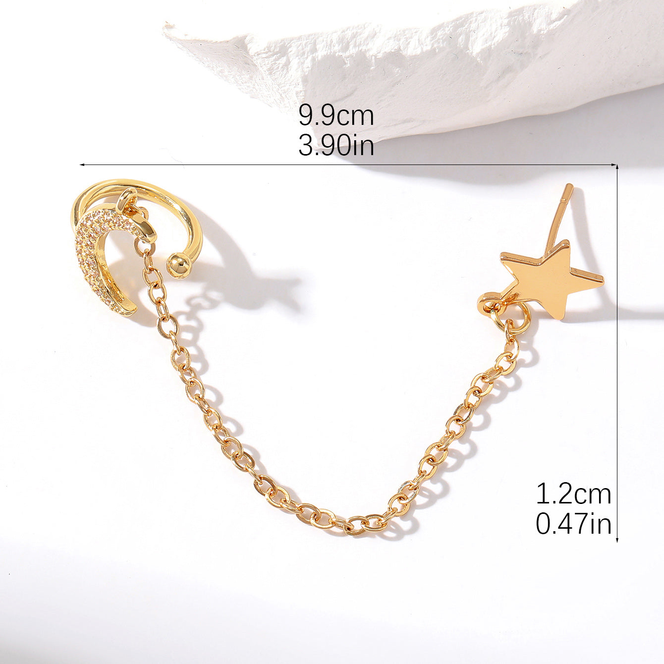 1 Piece Vintage Style Star Moon Plating Inlay Copper Zircon Gold Plated Ear Cuffs