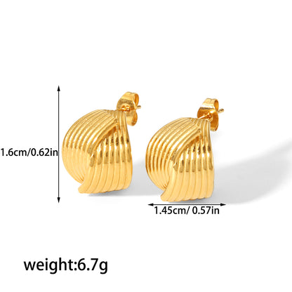 Wholesale Retro Streetwear Geometric Stainless Steel Plating 18k Gold Plated Rings Earrings