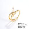 Ig Style Simple Style Flower Snake Butterfly Copper Gold Plated Zircon Open Rings In Bulk