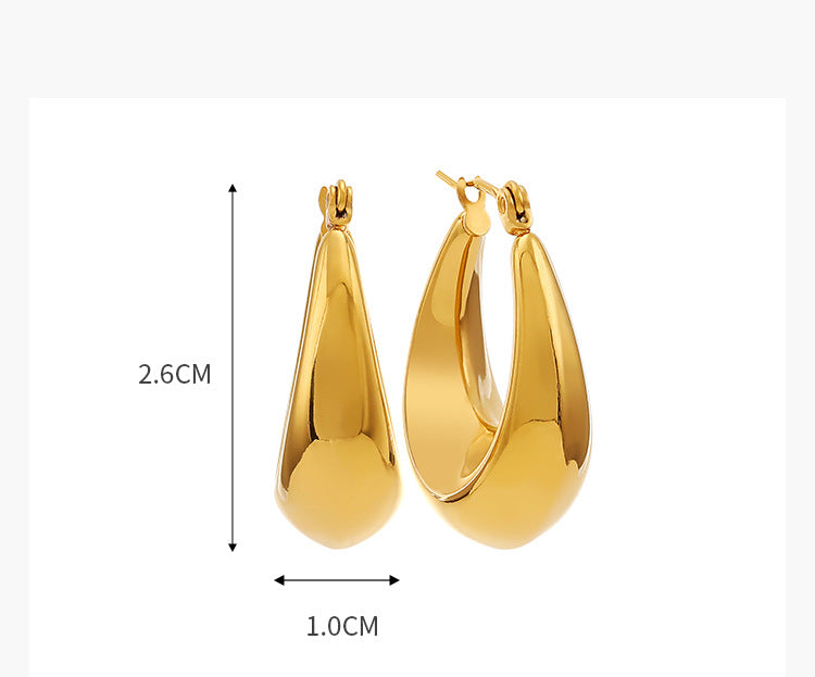 1 Pair Ig Style Simple Style U Shape Plating Titanium Steel Earrings