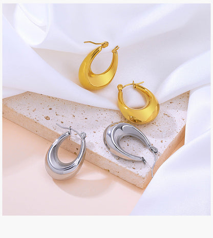 1 Pair Ig Style Simple Style U Shape Plating Titanium Steel Earrings