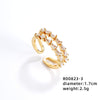 Ig Style Elegant Simple Style Geometric Leaves Copper Gold Plated Zircon Open Rings In Bulk