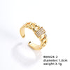 Ig Style Elegant Simple Style Geometric Leaves Copper Gold Plated Zircon Open Rings In Bulk