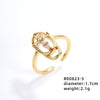 Ig Style Elegant Simple Style Geometric Leaves Copper Gold Plated Zircon Open Rings In Bulk