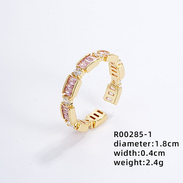 Ig Style Simple Style Heart Shape Flower Copper Gold Plated Zircon Open Rings In Bulk