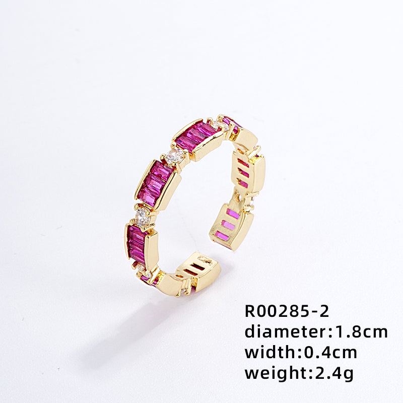 Ig Style Simple Style Heart Shape Flower Copper Gold Plated Zircon Open Rings In Bulk