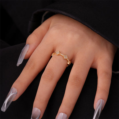 Ig Style Simple Style Heart Shape Flower Copper Gold Plated Zircon Open Rings In Bulk