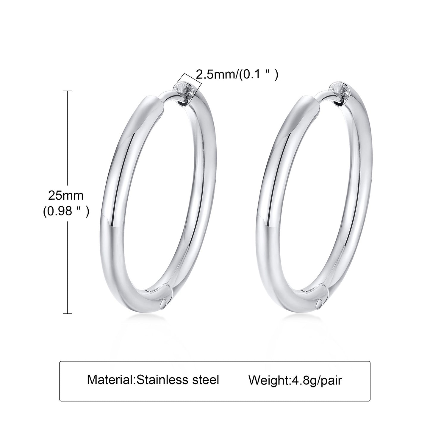 1 Pair Simple Style Solid Color Plating Stainless Steel 18k Gold Plated Hoop Earrings