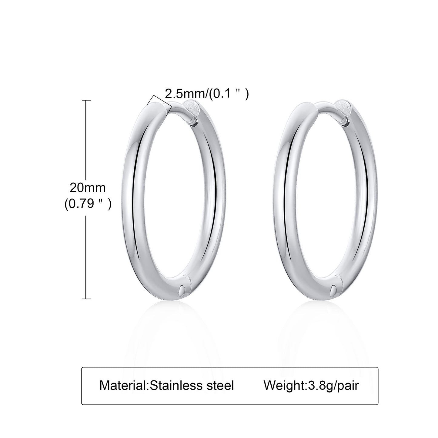 1 Pair Simple Style Solid Color Plating Stainless Steel 18k Gold Plated Hoop Earrings