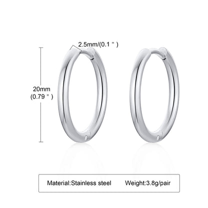 1 Pair Simple Style Solid Color Plating Stainless Steel 18k Gold Plated Hoop Earrings