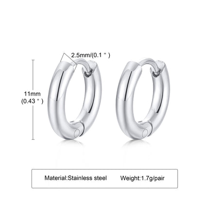 1 Pair Simple Style Solid Color Plating Stainless Steel 18k Gold Plated Hoop Earrings