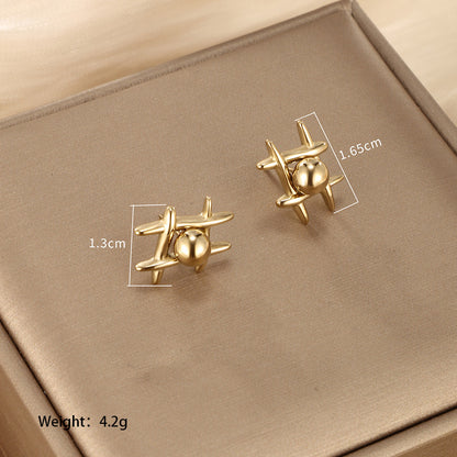 1 Pair Xuping Sweet Simple Style Round Square Heart Shape Plating Inlay Stainless Steel Artificial Gemstones Artificial Pearls 14k Gold Plated Drop Earrings