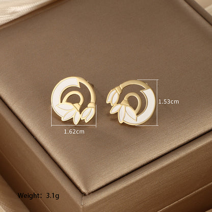 1 Pair Xuping Sweet Simple Style Round Square Heart Shape Plating Inlay Stainless Steel Artificial Gemstones Artificial Pearls 14k Gold Plated Drop Earrings