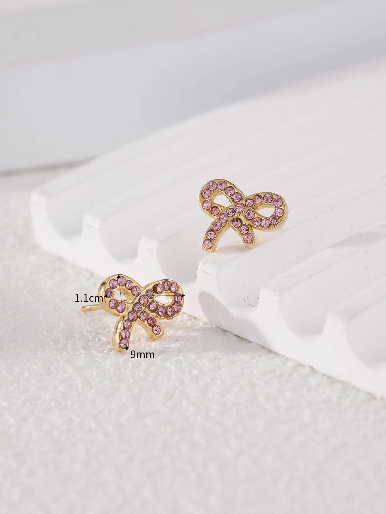 1 Pair Vintage Style Bow Knot Plating Inlay Stainless Steel Zircon 18k Gold Plated Ear Studs