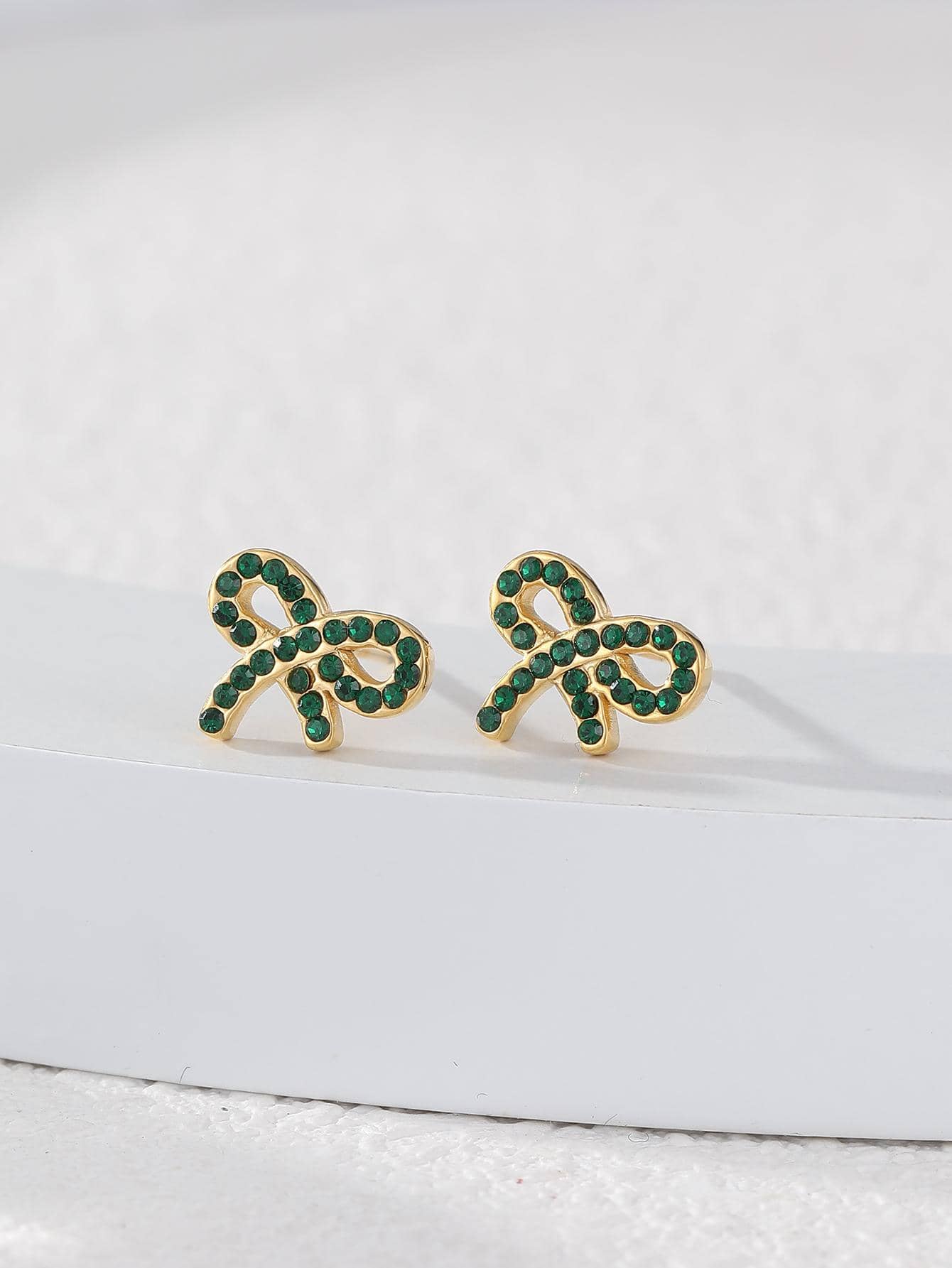 1 Pair Vintage Style Bow Knot Plating Inlay Stainless Steel Zircon 18k Gold Plated Ear Studs